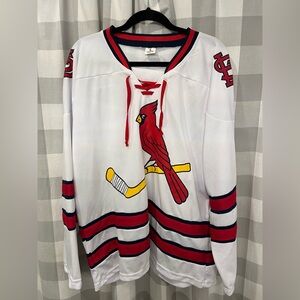 St Louis Cardinals White Hockey Jersey with Red and Blue Accents